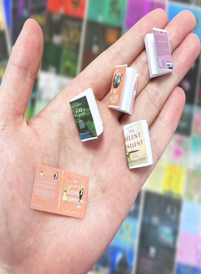 LUFEEMGA 200PCS Mini Book Cover Stickers for Anxiety Bookshelf, 1:12 Miniatures Front and Back Cover Stickers Scrapbook Dollhouse Decor, Fits for 0.16" DIY Crafts Mini Books - Image 5